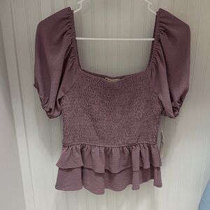 Altar'd State Mauve Smocked Blouse